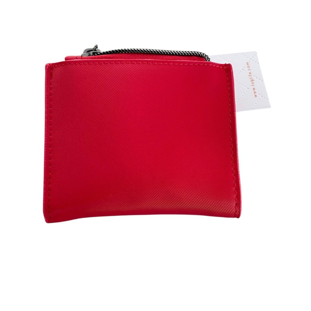 Lug Hurdle Satin Luxe Vegan Leather Wallet Poppy Red - Picture 4 of 10